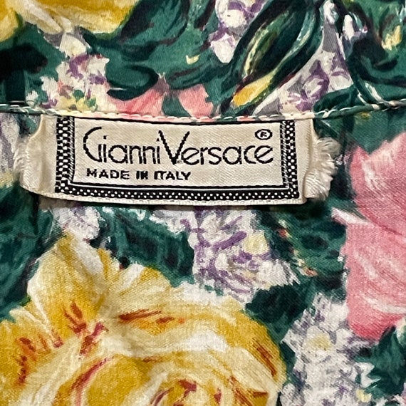 Gianni Versace Rose Print Floral Button Up Blouse… - image 6