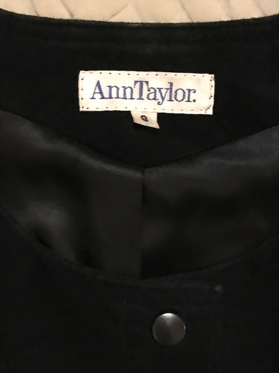 90s Ann Taylor Black Suede Bolero / Leather Crop … - image 2