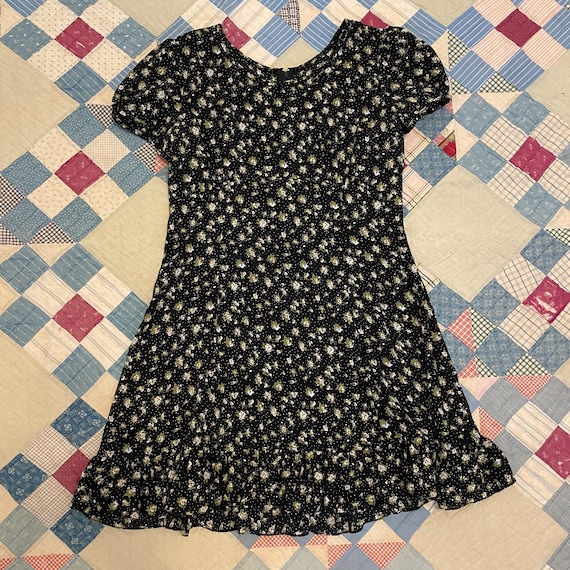 90s Floral Mini Dress, Sheer Puff Sleeve Empire Waist (medium) - Etsy