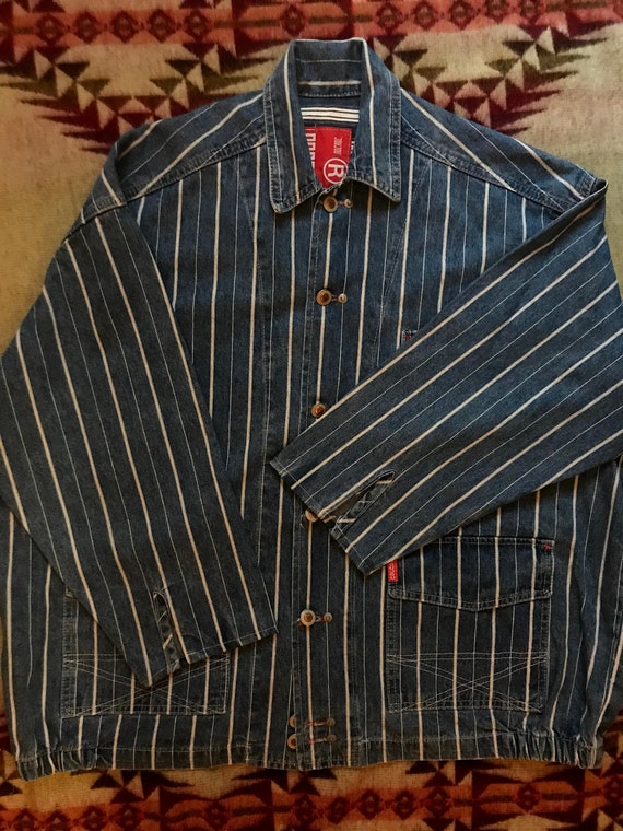 Vintage Denim Chore Barn Jacket Striped Wabash Hip