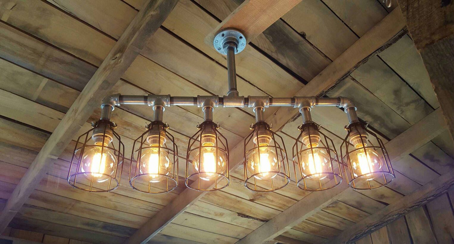 Phoenix Industrial Water Pipe Chandelier – Antique Iron, 4 Or 5 Light, Barn Pendant Ceiling Light Fixture