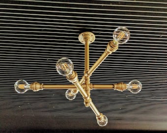 Industrial Lighting Rustic Chandelier- Gold Sputnik- Edison Bulb Chandelier- Rustic Lighting- Farm House Lighting!
