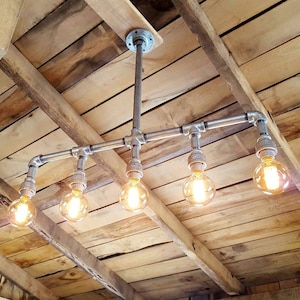 Industrielle Beleuchtung Kronleuchter, GALVANIZED Rohrleuchte, modernes industrielles Kronleuchterlicht, rustikale Beleuchtung, Bauernhausküche