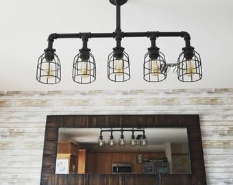 Industrial Lighting Kitchen Island Track Lighting, UL LISTED, Modern Industrial Edison Bulb Kitchen Chandelier, Farmhouse Lighting