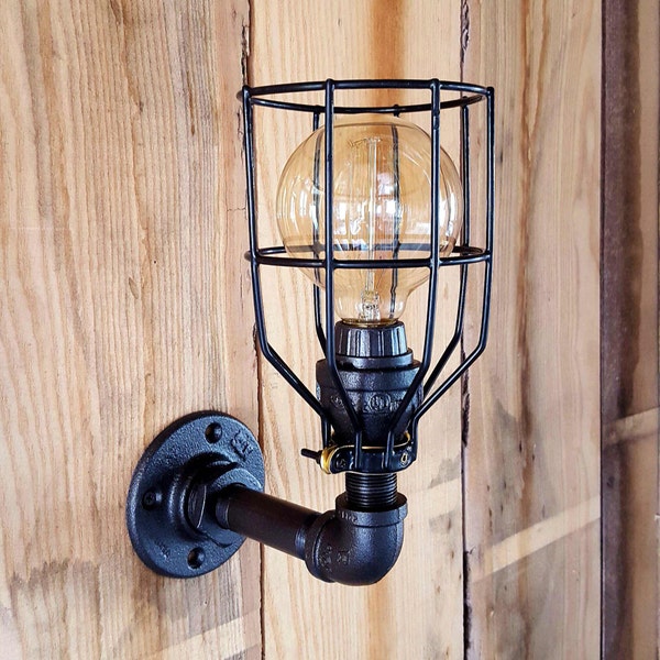 Industrial Lighting, Sconce Wall Light, Iron Pipe Light, UL LISTED, Edison Bulb Machine Age Steampunk, Barn light