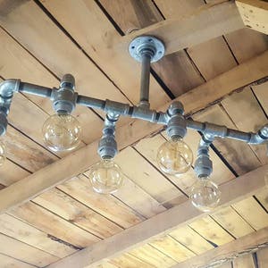 Rustikaler Industriebeleuchtung Kronleuchter, GALVANIZED Stagger Steampunk Maschinenzeitalter, Eisenrohr Licht, Moderne Industriebeleuchtung