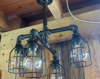 Industrial Lighting Rustic Chandelier, Iron Pipe Ceiling Light, Edison Bulb Chandelier, Rustic Lighting, Farm House Lighting