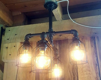 Industrial Lighting Rustic Chandelier, UL LISTED!!, Iron Pipe Ceiling Light, Edison Bulb Chandelier, Rustic Lighting, Farm House Lighting