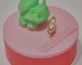 Bulbasaur Pokemon,  Music Box,  3D Printed , “You Are My Sunshine”,  Music Boxes, Personalized, Red, Baby Pink, Peak Green, Round Shape, Eco