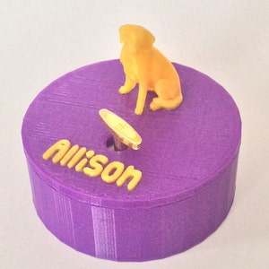 Cane giallo oro, Music Box, 3D stampato, &quot;You Are My Sunshine&quot; Wind Up, personalizzare, viola, forma, Eco Friendly, PLA