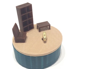 Music Box 3D Printed , “You Are My Sunshine”, Musical Box, Music Boxes, Personalized Music Box, WIND UP, Book Shelf, Table, Chair, Wood BN