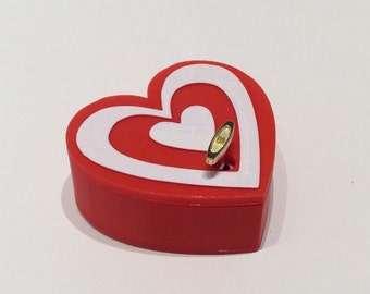 Heart-in-Heart, Valentine Music Box, 3D Printed, “You Are My Sunshine" Wind Up,  Personalized, Red, White, Heart Shape, Eco Friendly, Love