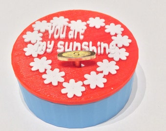 Heart  Music Box 3D Printed , “You Are My Sunshine”,  Musical Box, Music Boxes, Music box, Personalized Music Box, Baby Blue, Red, White