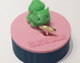 Bulbasaur Pokemon,  Music Box,  3D Printed , “You Are My Sunshine”,  Music Boxes, Personalized, Dark Green, Baby Pink, Peak Green, Round