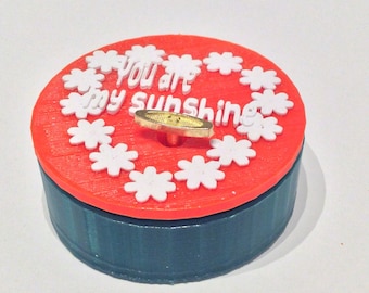 Heart  Music Box 3D Printed , “You Are My Sunshine”,  Musical Box, Music Boxes, Music box, Personalized Music Box, Dark Green, Red, White