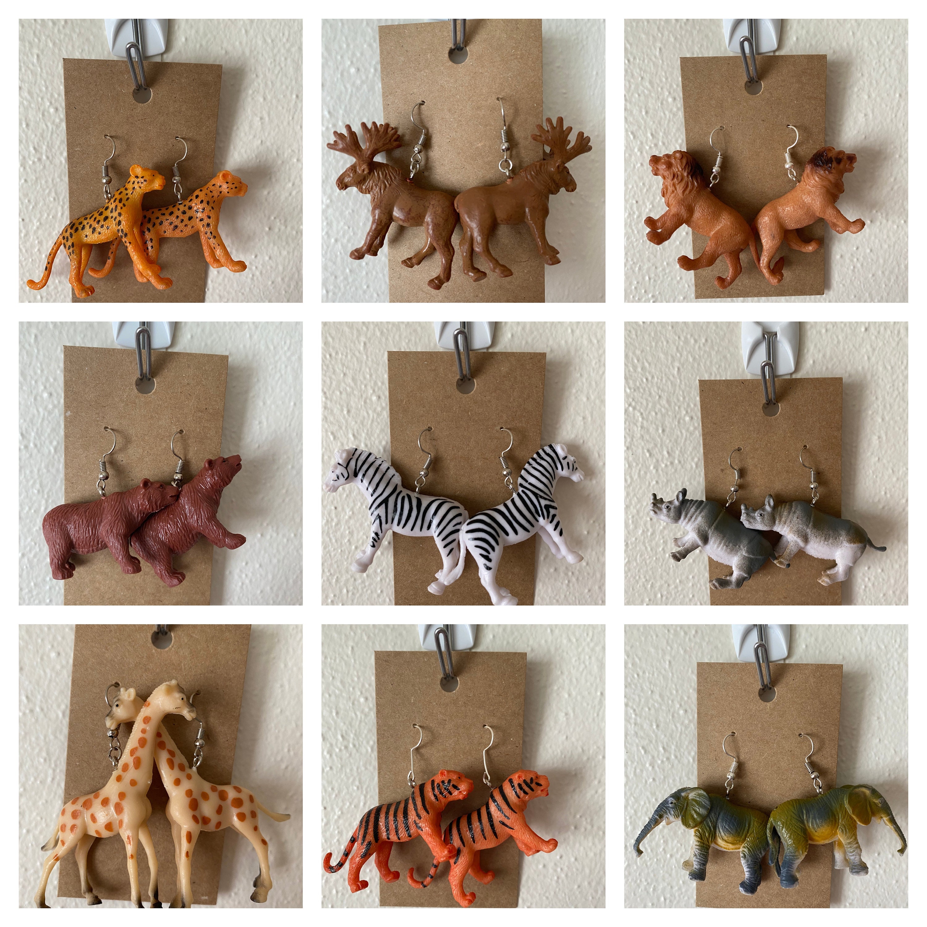 Animal Earrings Safari Earrings Dangle Earrings Etsy