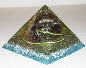 Orgone Pyramid - Smoky Quartz - Energy Generator - Desk Decor - Knick Knacks