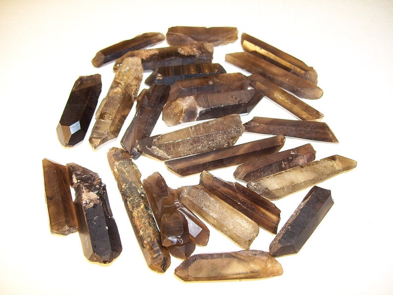 Rare Black Smoky Lemurian Seed Quartz Crystal Points - Terminated - Metaphysical Shops - Spirituality - 1-2' long (2.54-5.08 cm long) 
