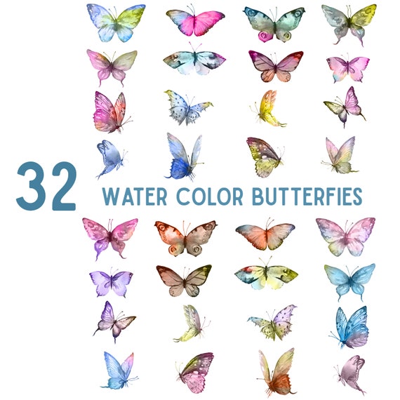 Watercolor Butterflies Two Sets High Resolution 300 Dpi Etsy