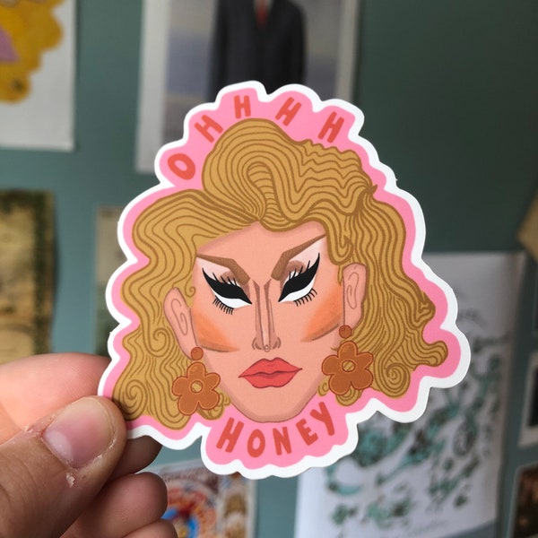 Oh Honey, Trixie Mattel matte silk sticker | unhhhh, trixie and katya, pink, drag queen, drag race, rupaul, lgbt