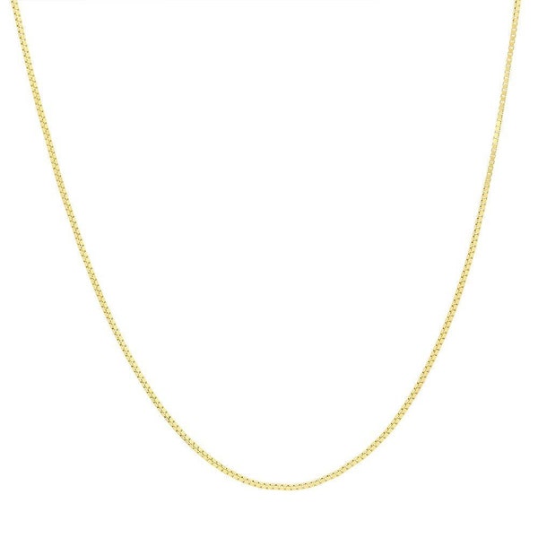 10K Yellow Gold Box Chain Necklace 0.7MM Spring ring clasp-16"-24" Great for Pendants and Charms.