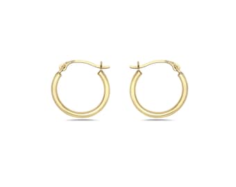 10K Solid Gold 1MMX14MM French Lock Hoop Oorbellen- Geel Goud - Sieraden voor Vrouwen/Meisjes - Kleine Hoop Oorbellen