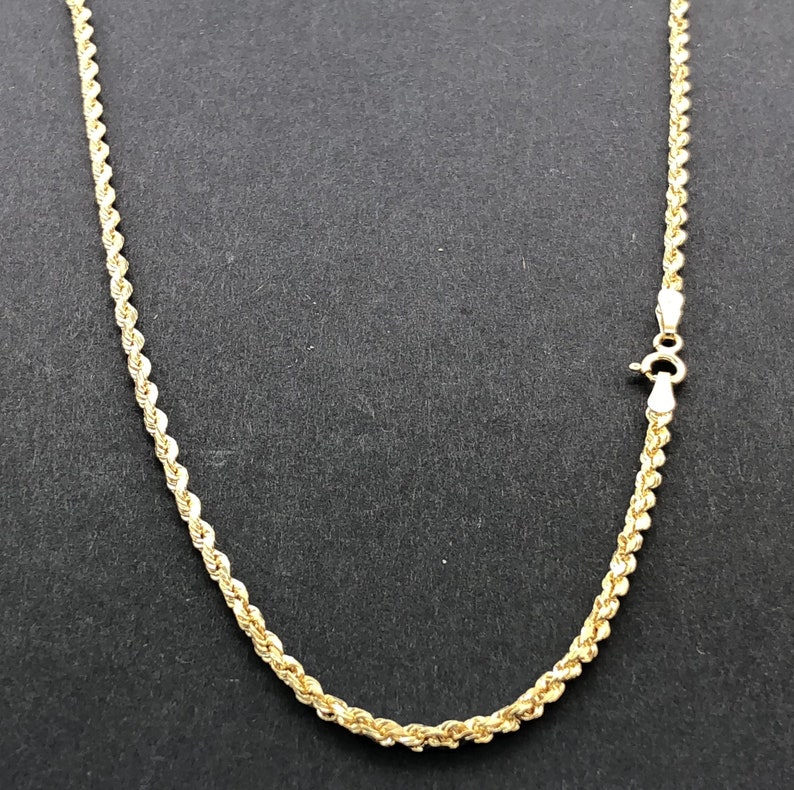 18k Real Yellow Gold 2mm Rope Chain Etsy