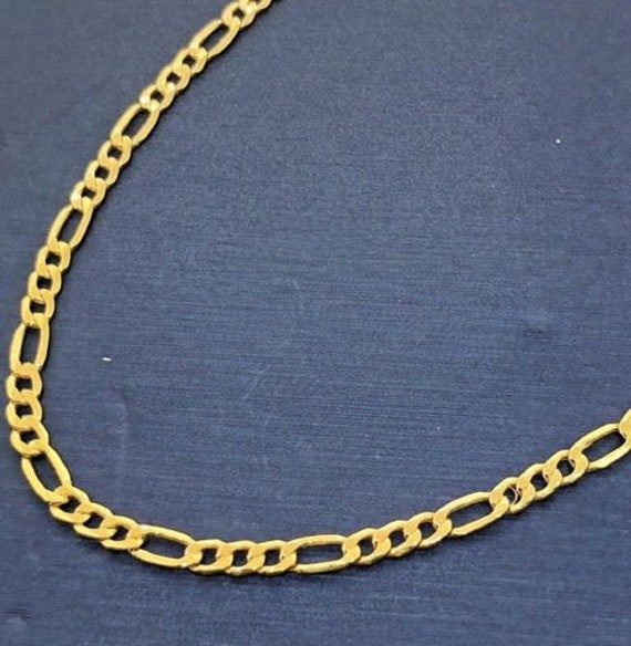 14k Yellow Solid Gold Figaro Chain Necklace Italy Link 3.4mm Unisex 20/" 22/" 24/"