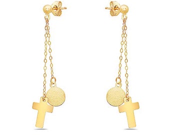 14K Solid Gold Dangling Charm Earrings - Multiple Styles Available - Trendy Earrings