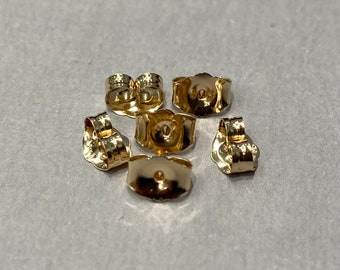 14K Solid Gold 6MMx4MM Butterfly Earring Backs - Yellow - Set of 3 Pairs -Replacement earring backs