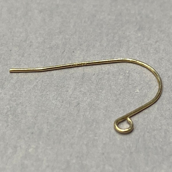14K Solid Gold 20MM Ear wire Earring Finding - Yellow Gold - 14K Gold Findings for repairs and jewelry making