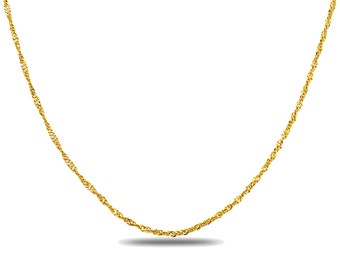 18K Gold 1.8MM Singapore Chain Necklace- Available in Yellow, White or Rose -14"-30"