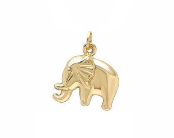 Pendentif grand éléphant en or jaune 14 carats