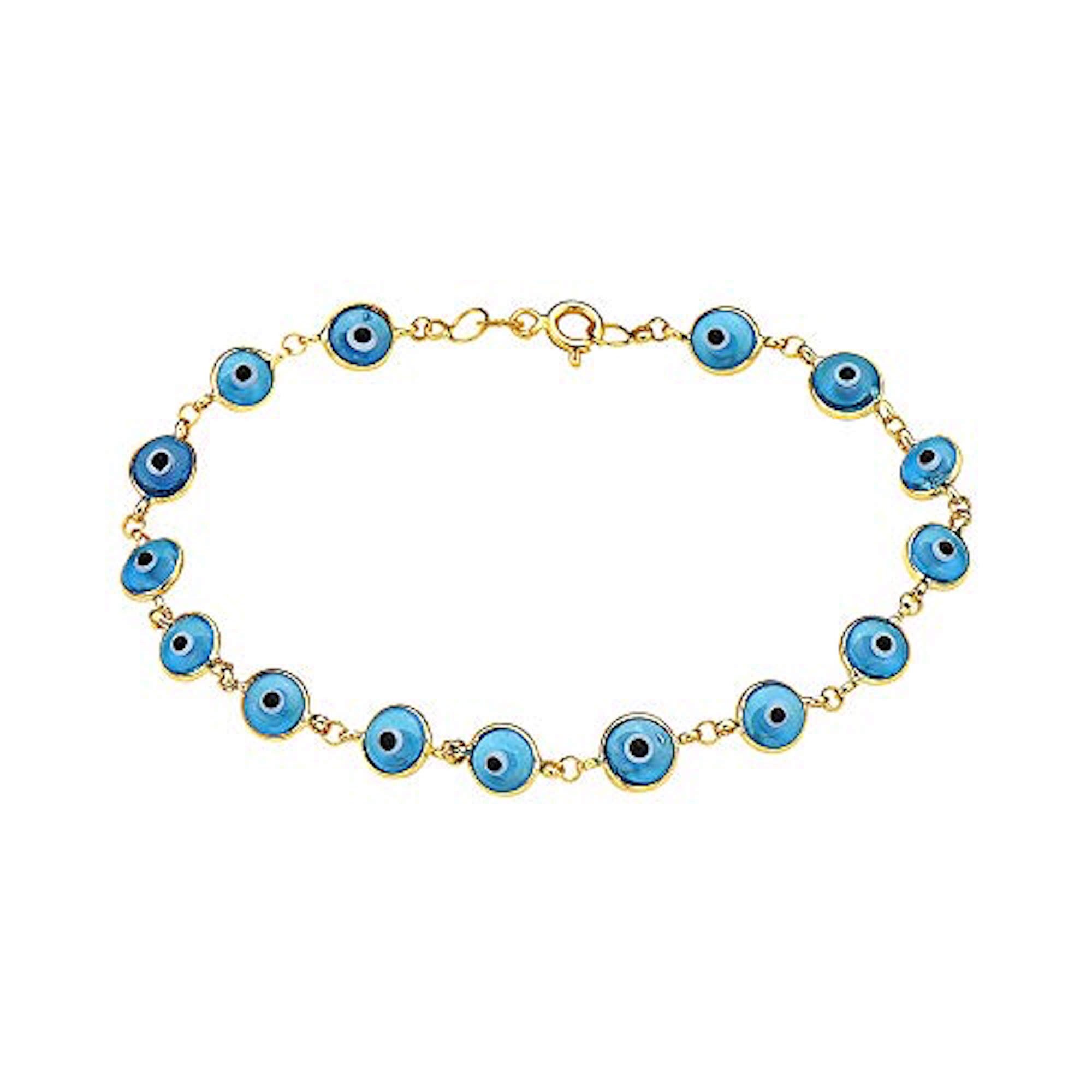14K Solid Gold Evil Eye Charm Bracelets 7 Multiple Etsy
