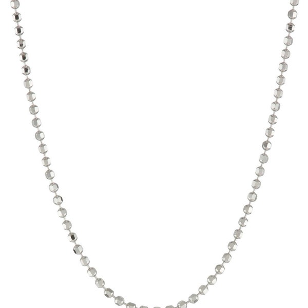 Italian 925 Sterling Silver Bead Diamond-cut 1mm Chain Necklace (16"-30" available)