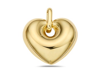 14K Yellow Gold High Polished Puff Heart Pendant