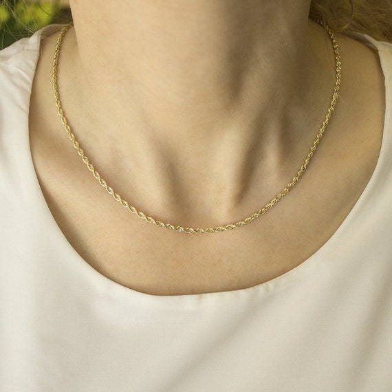 14K Gold 2.5MM Diamond Cut Rope Chain 