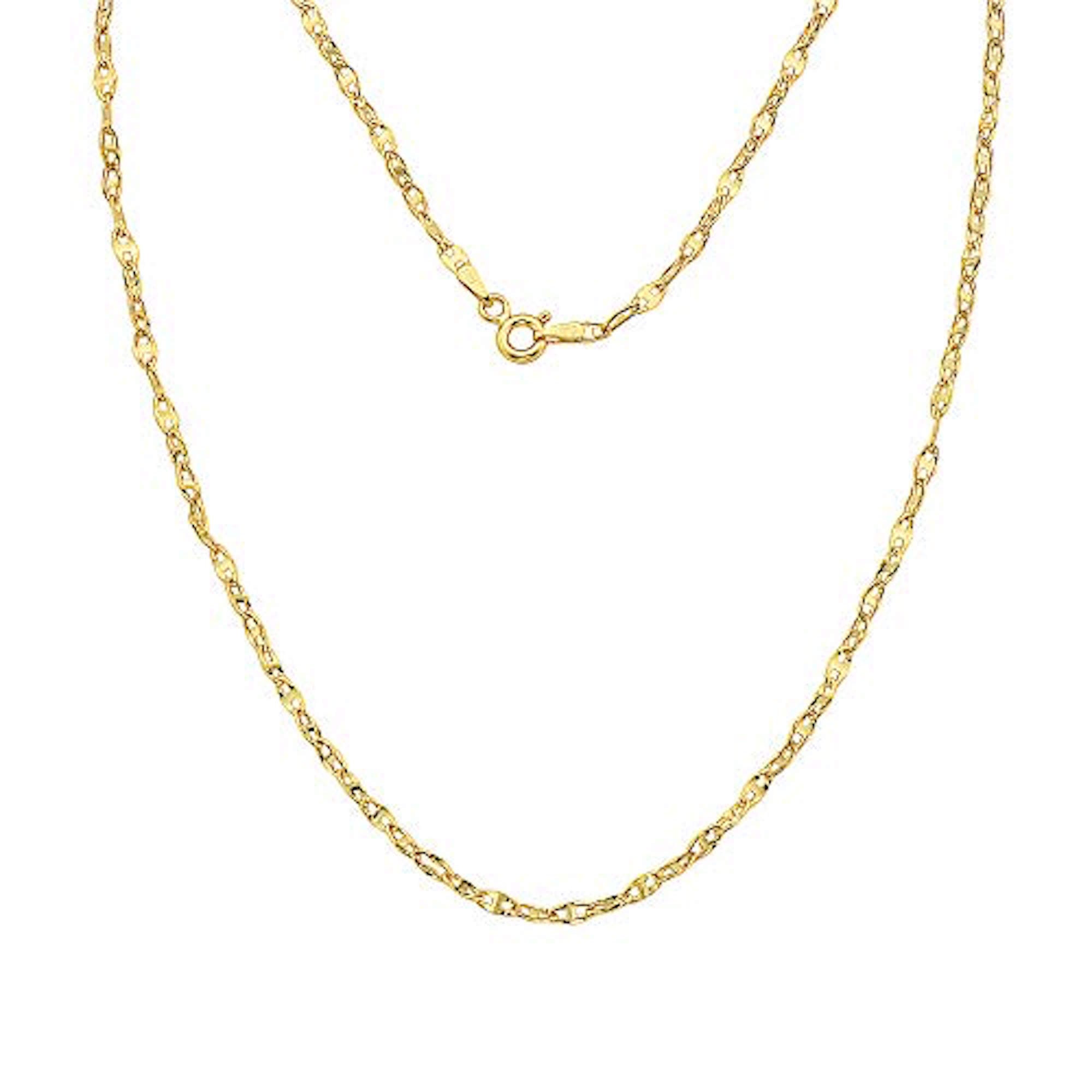 14K Gold 2mm Twisted Mariner/marina Link Chain Necklace Etsy