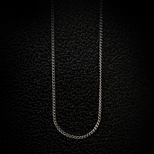 Genuine Platinum 950 0.6MM Diamond Cut Flat Curb Chain Necklace- 18"