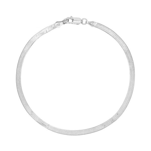 925 Sterling Silver 3mm Magic Herringbone Chain Anklet - Available in Silver or Yellow