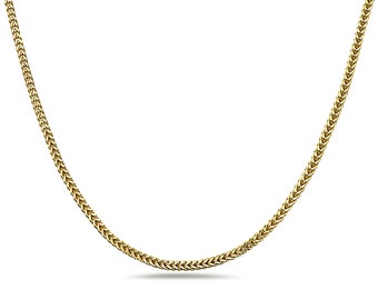 10K Yellow Gold 1.5mm, 2.5mm Franco Square Box Chain Necklace- 14"-24" (& 7" Bracelet) available