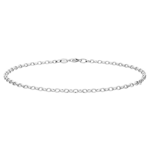 10K White Gold 2.0MM Round Rolo Link Chain Bracelet