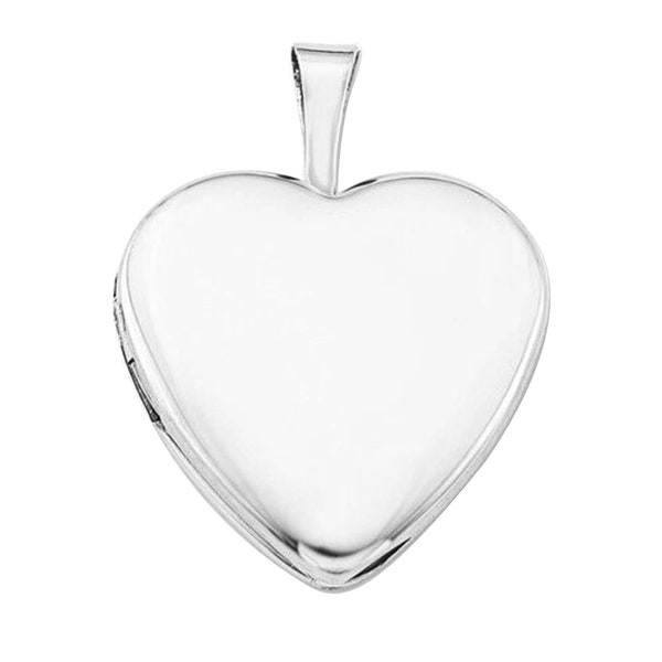 PORI JEWELERS 14K Solid White Gold 12MM  Heart Locket Pendant- for Photos, Messages, Sentimental