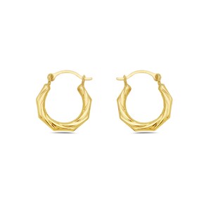 14K Gold Twisted Hexegonal French Lock Hoop earrings - Jewelry for Women/Girls - Small Hoop Earrings