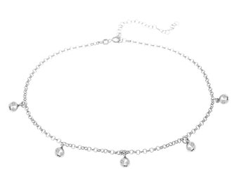 925 Sterling silver, crystal charm chocker necklace