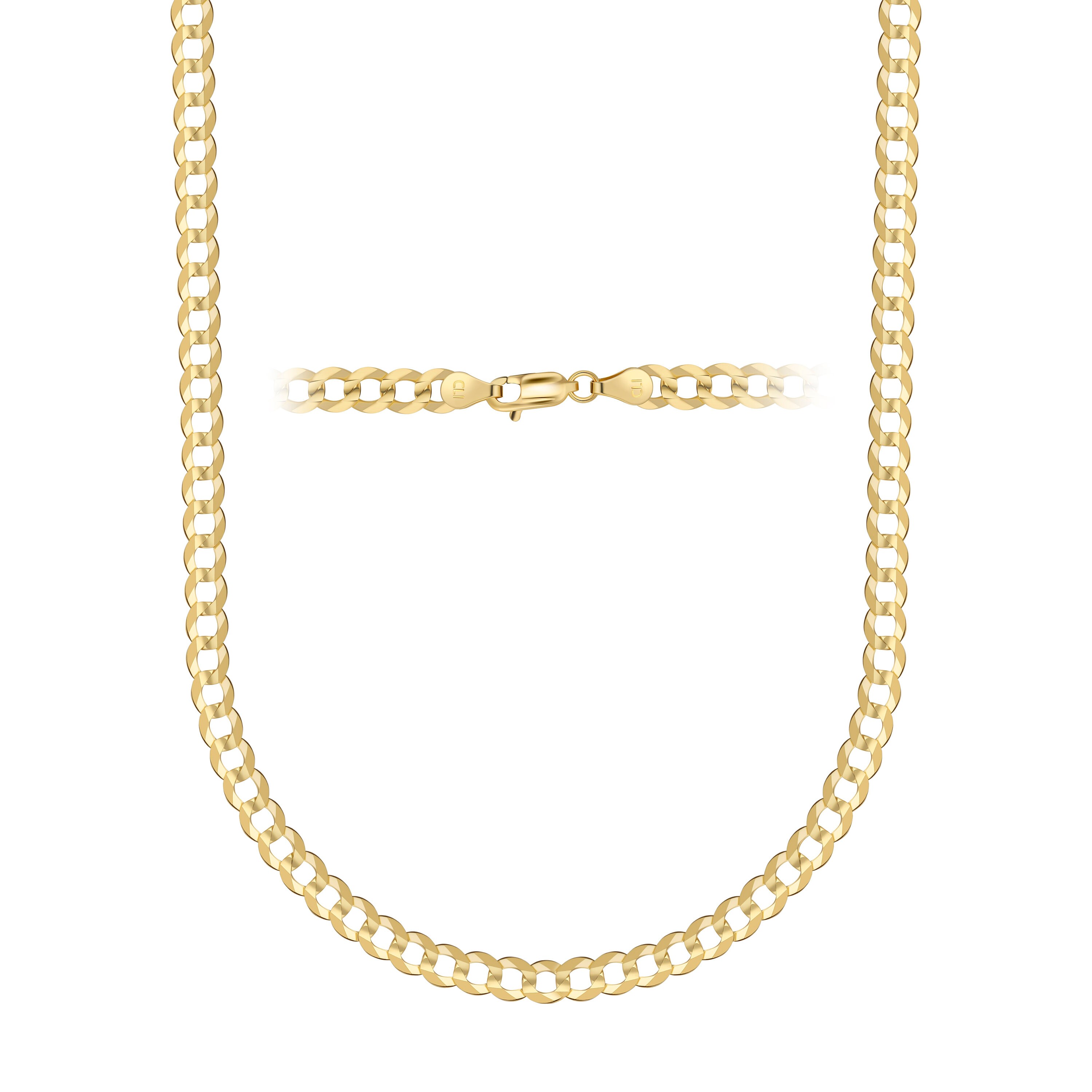 Pori Jewelers 14K Yellow Gold Cuban/Curb Chain Necklace and Bracelet
