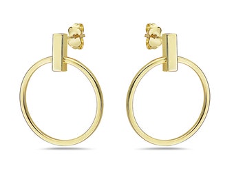 10K Yellow Gold 1.6 Basic Circled Hoop Earrings For Women