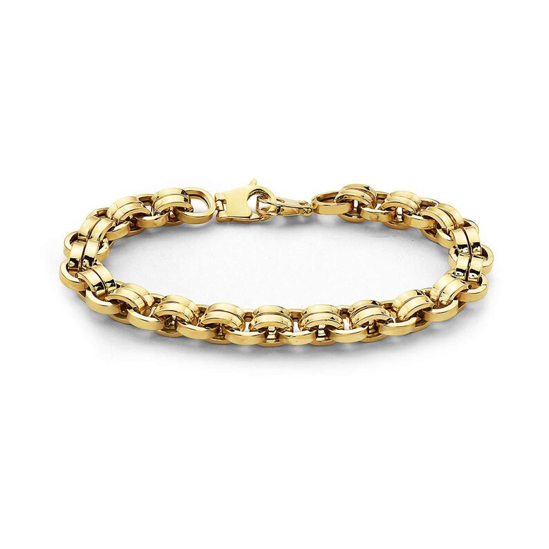 10K Solid Gold Double Rolo Fancy Belcher Link Bracelet for Men Etsy