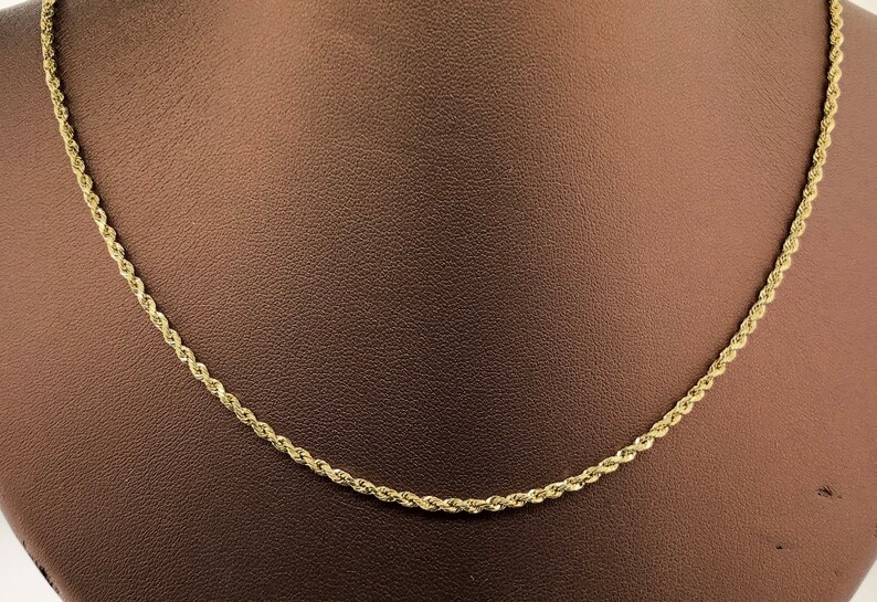 18k Real Yellow Gold 2mm Rope Chain Etsy