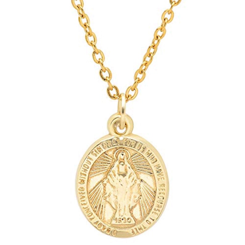 14K Yellow Gold Religious Medallion Pendants in 14K Gold DC Etsy